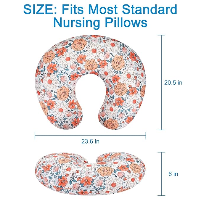 Accmor 2 Pack Nursing Pillow Covers, Stretchy Nursing Cover for Breastfeeding, Ultra Soft Comfortable Pillow Slipcover for Baby Girls Boys Newborn