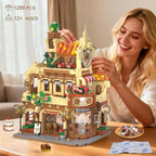 Flower Bakery Coffee House Building Set with Lights, City Cafe Baking House Display Model Toy, 1289 PCS Modular Construction Building Blocks Kit Home Decor, Gift for Adults Teens Girls 12+