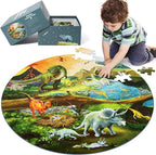 Floor Puzzles for Kids Ages 3-8, 70 Piece Dinosaur Jigsaw Puzzle for Kids Ages 3+ Year Old Large Round Toddler Puzzles Preschool Learning Educational Toys Gift for Boys Girls (Tyrannosaurus)