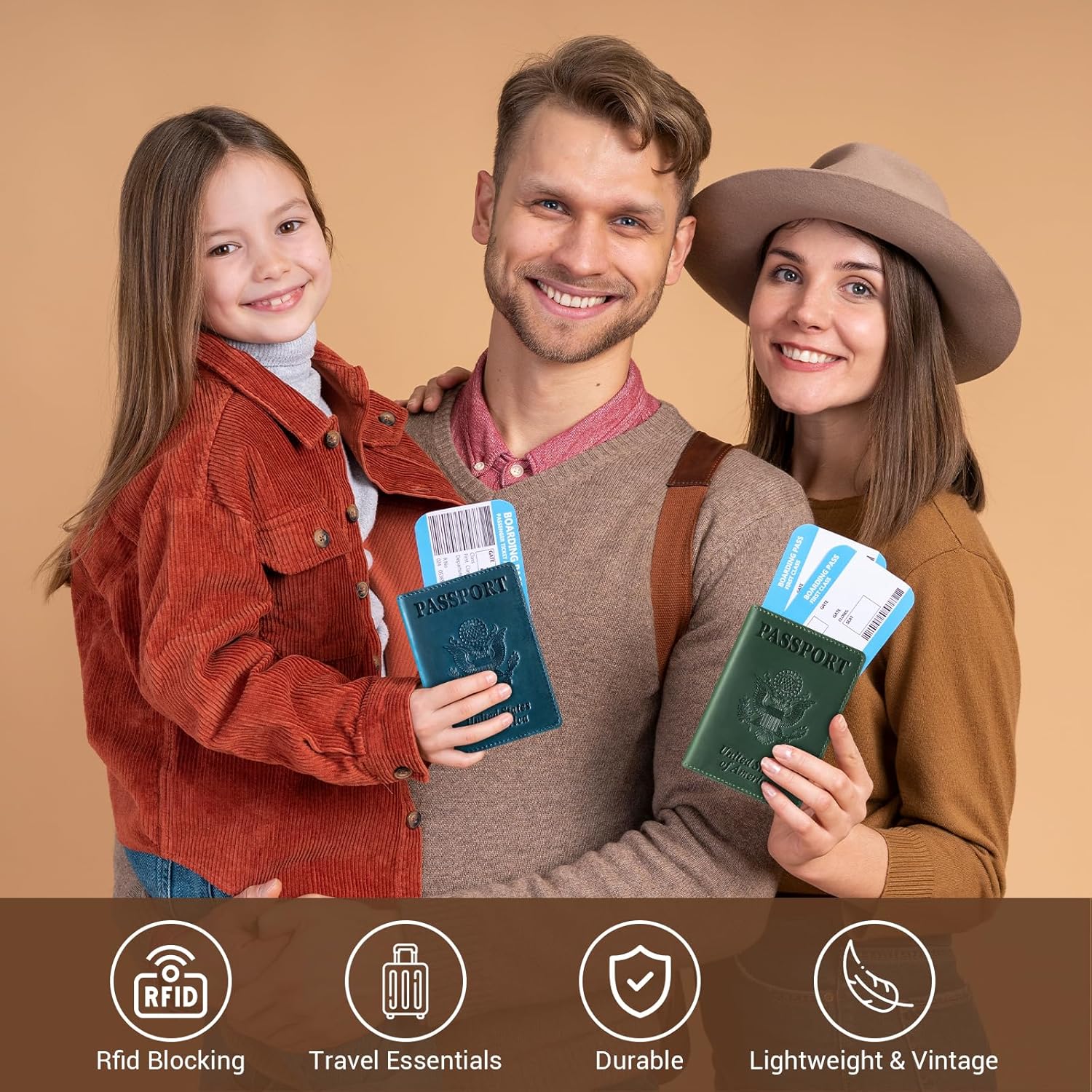 BIAOTIE Premium Leather Passport Holder Covers, Rfid Travel Wallet Passport Document Holder, Travel Essentials Wallet Cover Case for Men and Women (Blue)