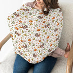 Thanksgiving Turkey Pumpkins Car Seat Covers Vintage Autumn Leaves Stretchy 5-in-1 Cover Adjustable Infant Carseat Cover Canopy Fall Harvest Breathable Nursing Cover-Up