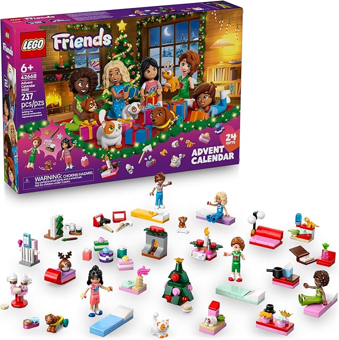 LEGO Friends Advent Calendar 2025 Building Toy - Holiday Countdown Set for Girls & Boys, Ages 6+ - 24 Buildable Surprises, 5 Minidolls & 5 Pets - Kids Gift Idea for Christmas - 42668