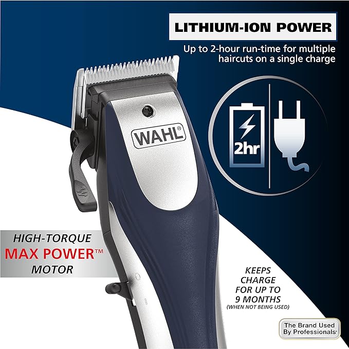 Wahl Lithium Ion Pro Rechargeable Cordless Hair Clippers for Men, Woman, & Children with Smart Charge Technology for Convenient at Home Haircutting - Model 79470