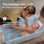 Stokke Flexi Bath X-Large Bundle, Ocean Blue - Spacious Baby Bathtub + Newborn Support - Lightweight, Foldable & Easy to Store - Best for Ages 0-6