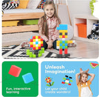 PicassoTiles 60pc Magnetic Puzzle Cube Building Set 1 Inch 3D Blocks STEM Construction Toy for Toddlers Kids Boys Girls Age 3+ Montessori Learning Travel Sensory Gift with Educational Idea Book PMC60