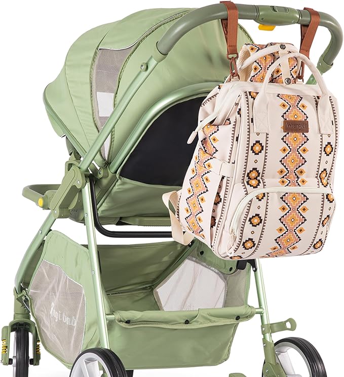 Wrangler Aztec Backpack Organized Daypack Travel Baby Bag with Stroller Strap and Side Bottle Pockets