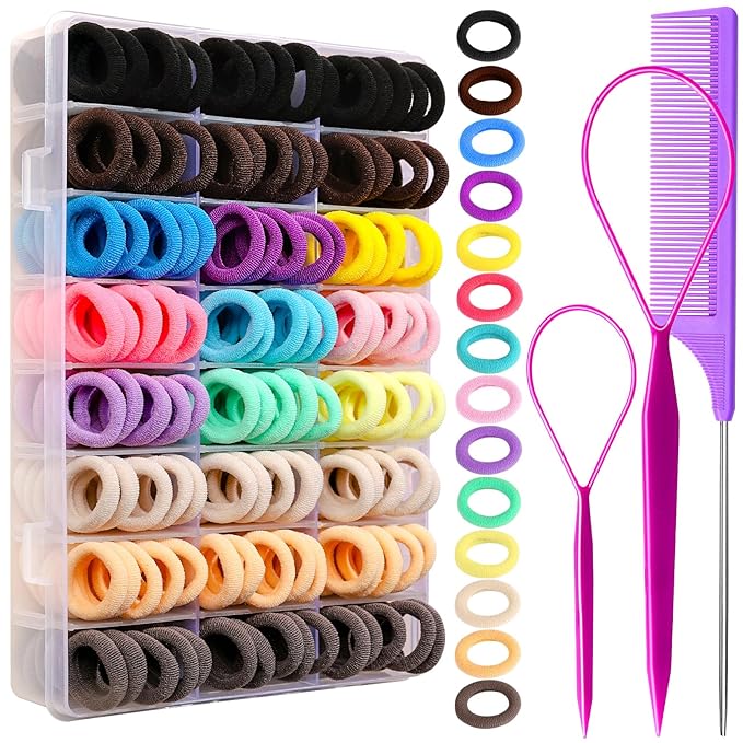 YGDZ Baby Hair Ties, 280 PCS Cotton Toddler Hair Ties, Seamless Soft Small Elastics Hair Bands with Organizer Box, Hair Accessories for Girls, Toddler, Kids, Mini Ponytail Holders…