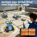 5 in 1 RC Robot Building Kit, APP & Remote Control Robotics Kit, Science Project Kit & STEM Toys for Ages 8-13, Gifts for 8 Year Old Boys Girls