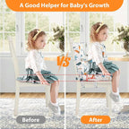 Toddler Booster Seat for Dining Table, Adjustable 5 Point Safety Buckle Kids Toddler Booster Seat with Backrest, Waterproof Non-Slip Bottom Portable Travel Increasing Cushion for Chair (White)