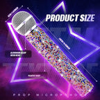 Sanwuta Fake Microphone Prop Sparkly Bling Rhinestones Plastic Play Microphone Pretend Glitter Bedazzled Mic for Cosplay Party Costume(Colorful)