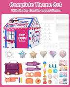 Kids Play Tent, Toddler Tent for Kid Indoor & Outdoor, 48.5"x39.4"x48.5" Playhouse Tent Dessert Theme with Complete Toys Set, 3 Window, Lights and 5 Balloons