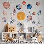 Solar System Wall Decals for Kids - Planets and Space Themed Wall Stickers by Lipastick - Peel and Stick Vinyl Decals for Boys and Girls Bedroom, Nursery, Playroom - Wall Stickers for Girls Room