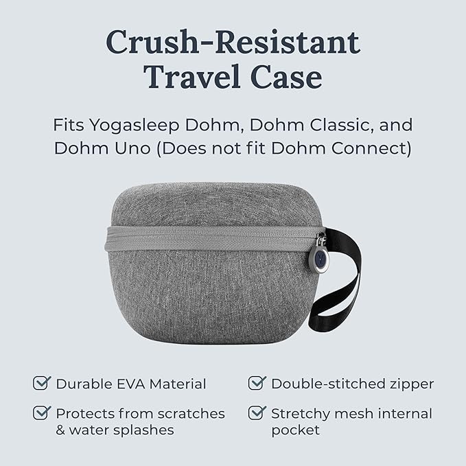 Yogasleep Dohm (White/Gray) & Travel Case (2 Piece Set) The Original White Noise Machine with Natural Sound from a Real Fan, Sleep Aid & Noise Cancelling For Adults & Baby, Office Privacy & Meditation