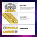 Sanwuta Fake Microphone Prop Sparkly Bling Rhinestones Plastic Play Microphone Pretend Glitter Bedazzled Mic for Cosplay Party Costume(Gold)