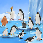 Toymany 12PCS Realistic Penguin Figurines, Plastic Polar Antarctic Animal Figures Set with Penguin Cub, Easter Eggs Cake Toppers Christmas Birthday Gift for Kids Toddlers