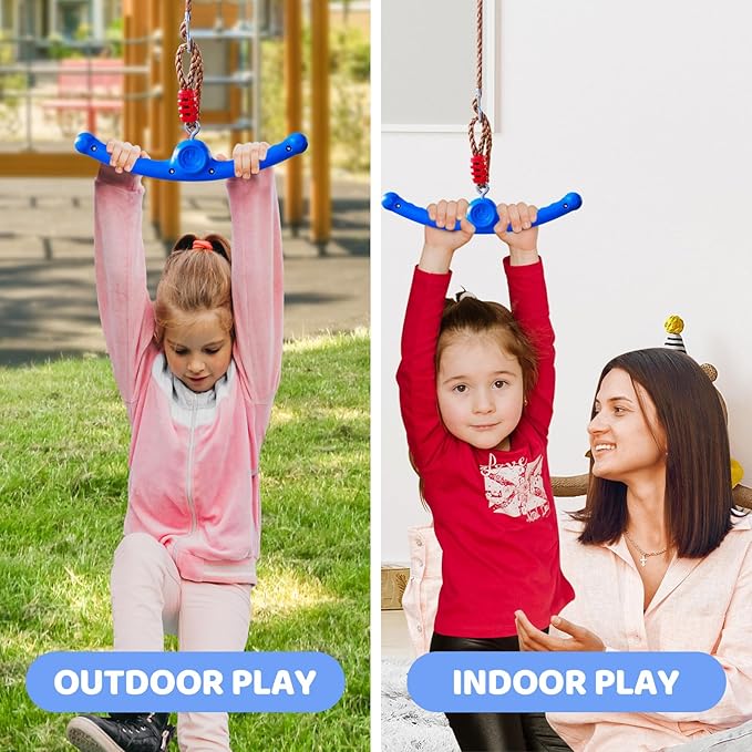 Ninja Swing-Twister 360° Spin Handle: Kids Slackline Accessories & Swing Attachment - Activate Ninja Powers with Epic Twist-Spin Flips! (Blue - Backyard/Playground Hang Toy)