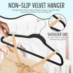 25 Premium Kids Velvet Hangers - 14" Non-Slip Clothes Hangers for Kids & Preteens - Ultra Slim, Space-Saving, Strong & Durable Hangers with 360° Swivel Hook - Black