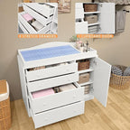 Changing Table with 4 Drawers and Open Storage Space, Drawer Changing Table