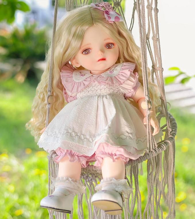BJD Dolls, 1/4 Ball Jointed Doll Fullset with 15 Articulated Joints and Adjustable Glass Eyes, 20 Inch (50cm) Full Vinyl Girl, Collectible Reborn-Style Doll for Ages 14+, Gift Box Packaging
