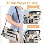 Accmor Universal Stroller Organizer with Insulated Cup Holder Detachable Phone Bag and Shoulder Strap,Stroller Bag Caddy Organizer Fits for Uppababy, Baby Jogger, Britax Strollers