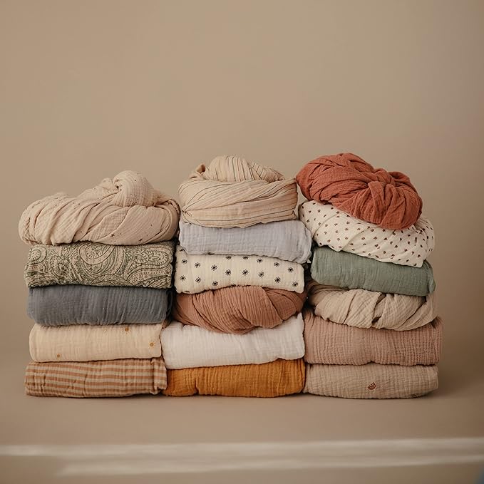 mushie Extra Soft Muslin Fitted MINI Crib Sheet | 24"x 38" (Retro Stripe)