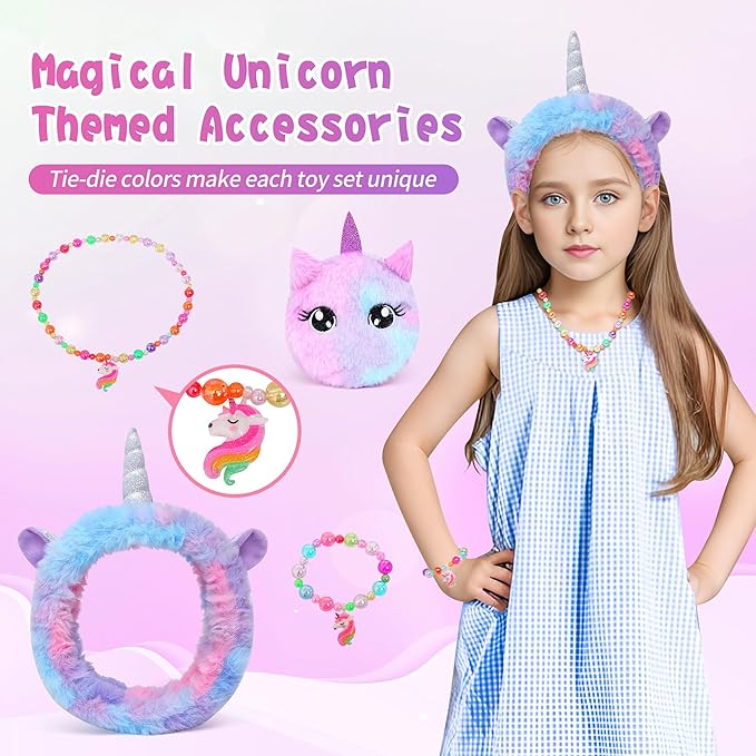 Cherry Tale Unicorn Gifts for Girls Age 6-8, Kids Unicorn Toys Set with Light Up Star Pillow Diary Headband Eye Mask Christmas Birthday Gifts for Little Girls Age 4 5 6 7 8 9 10