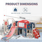 Toddler Outdoor Climber Playset with Basketball for Kids Ages 1 to 3 Years Slide and Swing Set 12 in 1 Playground Indoor Slide for Kids Durable Ecofriendly Plastic Backyard Playset Red