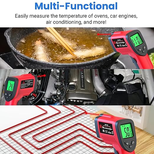 Digital Infrared Thermometer, Laser Temperature Gun -58℉～1022℉(-50℃～550℃) IR Thermometer Gun with Adjustable Emissivity, Temp Gun Thermometer for Cooking, BBQ, Oven & Engine (Not for Human Body Temp)