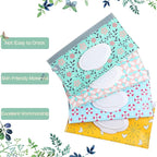 FEBSNOW 4 Pack Baby Wipe Dispenser, Portable Refillable Wipe Holder, Baby Wipes Container, Wipe Dispenser, Reusable Travel Wet Wipe Pouch (Floral)