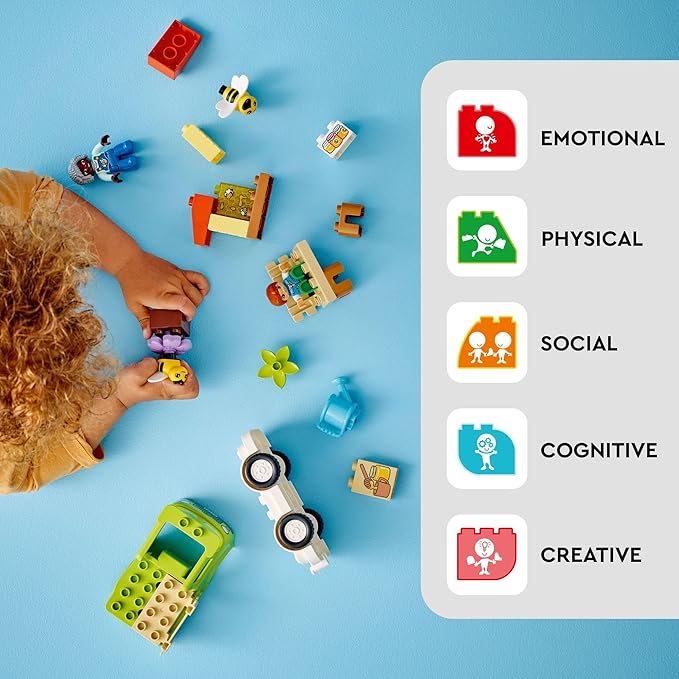 LEGO DUPLO Town Caring for Bees & Beehives Preschool Kids’ Learning Toy, 2 Figures and a Drivable Truck, STEM Toy, Build-and-Rebuild Educational Set for Toddlers Ages 2 Years Old and Up, 10419