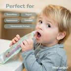 WeeSprout Double Zipper Reusable Food Pouches, Perfect for Babies & Toddlers, Freezer & Dishwasher Safe (Animals, 3.4 Fl Oz (Pack of 6) + Pouch Filler)