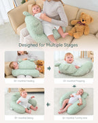 Nursing Breastfeeding Pillow with 2 Removable Cotton Covers, Ultra Soft Baby Feeding Pillow for More Support for Mom & Baby with Adjustable Waist Strap, Machine Washable, Plus Size