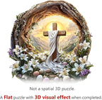 KAAYEE Wooden Puzzles for Adults, 3D Vision Effect Holy Light Cross Wooden Jigsaw Puzzle Unique Shape Wood Puzzle Adult, 3D Effect Flat Puzzle Birthday Family Game (L-13.4 * 13.3 in-300pcs)