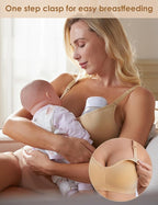 HOFISH Maternity Nursing Bras for Breastfeeding, 3 Pack Pregnancy Deep V Neck Wireless Bra with Extenders & Clips