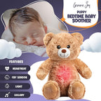 Gemma Joy Bedtime Baby Soothers for Sleep, Cry Activated Heartbeat Stuffed Animal for Baby, Newborn, Calming Light, Lullaby Music, White Noise, Shush and Mother’s Heartbeat - (Bear, Rechargeable)