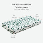 Margaux & May Organic Muslin Cotton Baby Crib Sheet, Green Feather Print, Fitted, Breathable, Toddler Bedding, 52 x 28, Deep Pocket, Organic Crib Sheets for Cozy Sleep