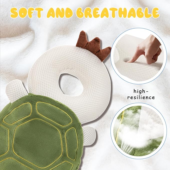 Baby Head Protection Backpack - Soft & Comfortable, Cute Cartoon Design, Turtle