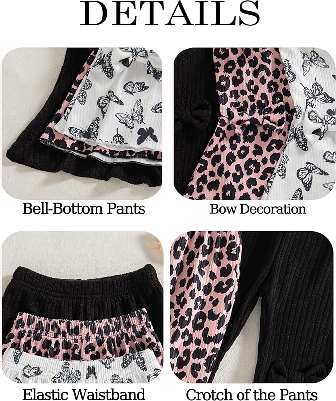 Mioglrie Baby Girls Pants Toddler 3 6 9 12 18 24 Months Leggings Newborn Girls Flared Leggings Infant Bell Bottom Pants