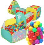 5pc Kids Play Tent for Toddlers with Ball Pit, Crawl Tunnel, Indoor & Outdoor Playhouse, Jungle Gym, Toys for Boys & Girls, Includes Dart Balls, Teepee & Basketball Hoops, (with 50 Balls)