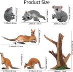 Toymany 7PCS Australian Wildlife Animal Figurines Includes Koala and Kangaroo Figure Toy, Plastic Forest Animal Figures Toy Set, Cake Toppers Christmas Birthday Gift for Kids Toddlers