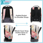 NEW TILAMI Girls 18 inch Rolling Backpack - Large Capacity, Waterproof, Adjustable Handle, Stylish Design, Ideal for School & Travel, Starshine