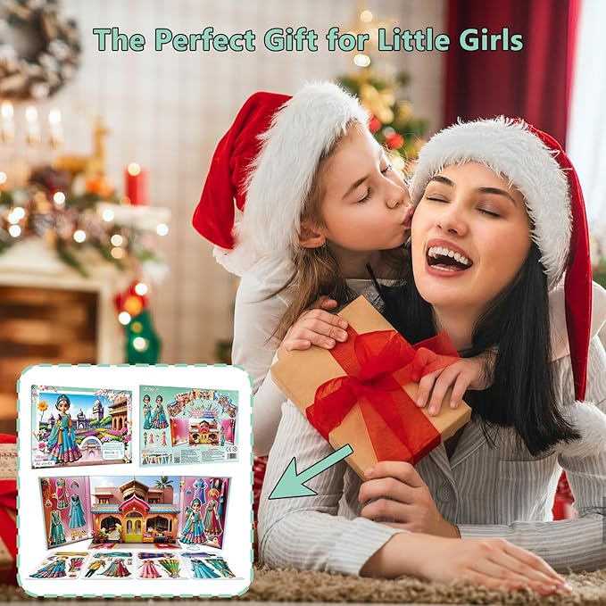 Yuzee Paper Dolls Stickers - Magnetic Dress Up Dolls for Girls - Toddler Travel Toys - 1 Paper Doll and 33 Clothing Accessories with 3D Magnetic Game Scene, Foster Creativity and Imagination