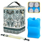 Breastmilk Cooler Bag with Ice Pack Fits 4 Baby Bottles Up to 9 Ounce Insulated Baby Bottle Bag Breast Milk Cooler on The Go with Strap Baby Bottle Cooler Bag for Nursing Mom Daycare or Travel