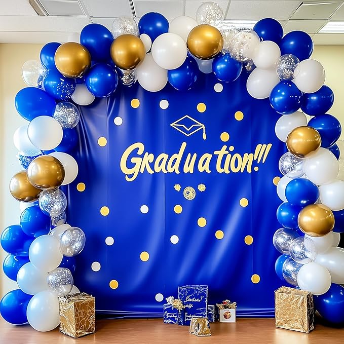 RUBFAC 129pcs Royal Blue Balloons Different Sizes 18 12 10 5 Inch, Blue Balloon Arch Kit Garland for Birthday Party Graduation Baby Shower Baseball Nautical Party Decoration