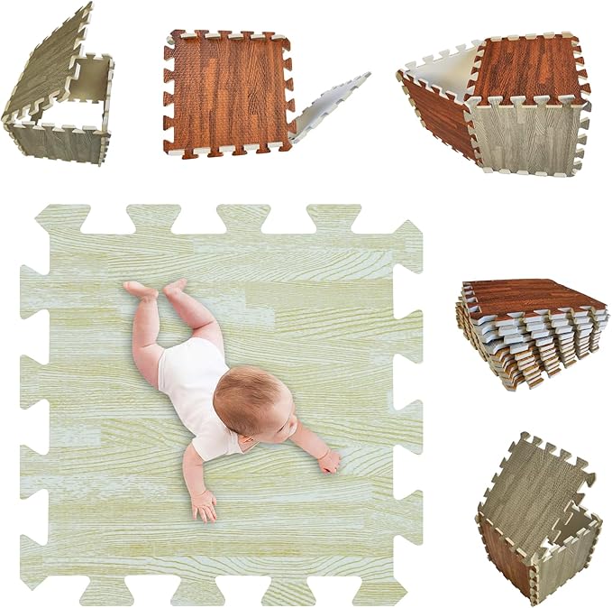 Skyweaver 12 Tiles Soft Non-Toxic Baby Play Mat for Floor EVA Foam Jigsaw Puzzle Play Mat, Interlocking Squares with 0.6inch for Babies, Toddlers & Kids Gym, Nursery, Playroom, White