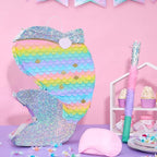 WERNNSAI Dolphin Piñata for Girls - Mermaid Princess Birthday Decorations Dolphin Pinata for Kids Under the Sea Girl Party Game Supplies with Blindfold and Bat (12.5" x 16.5" x 3")