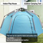 Portable Hexagon Kids Play Tent with LED Strip Lights Indoor Children Play House Easy Set-up Space Tent Dream Tent for Night.4-5 Person Birthday Gifts