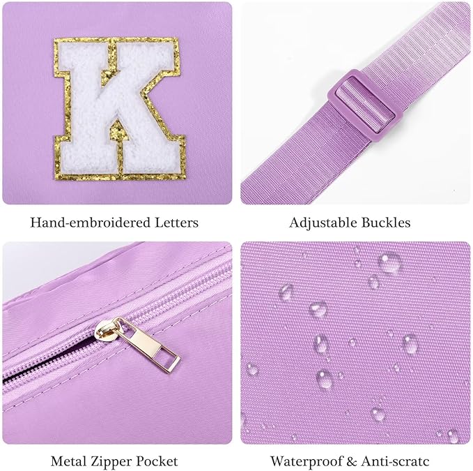 YOOLIFE Bridesmaid Gifts - Bridesmaid Proposal Gift Wedding Day, Bridal Shower Gifts, Maid of Honor Gifts, Bachelorette Party Decorations Favors, Purple Initial Crossbody Bag Belt Bag B