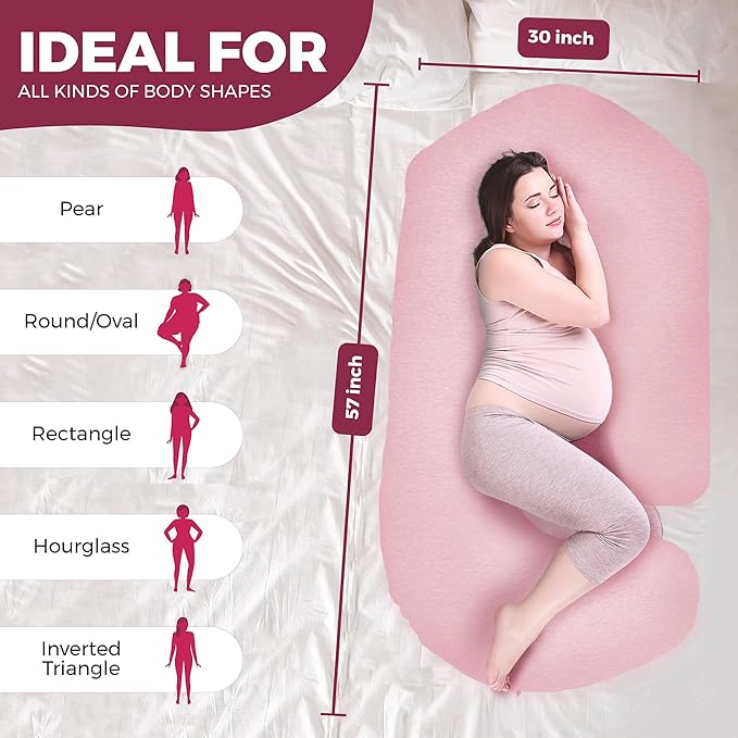 PILLANI Pregnancy Pillows for Sleeping - V C U Shaped 57inch Full Body Pillow with Removable Washable Cover, Cooling Maternity Pillow for Pregnant Women, Support for Back Belly Legs Hip