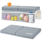 URMYWO Bath Kneeler and Elbow Rest Pad Set - 1.5" Thick Baby Bath Kneeler Pads with Toys Organizer, Anti-Slip Cozy Knee & Arm Support Bathtub Mat, Quick Dry Kneeling Pad for Baby Bath Time